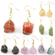 New handmade gold winding natural stone crystal agate earrings women’s earrings