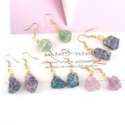 New handmade gold winding natural stone crystal agate earrings women’s earrings