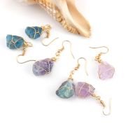 New handmade gold winding natural stone crystal agate earrings women’s earrings