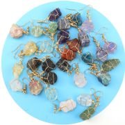 New handmade gold winding natural stone crystal agate earrings women’s earrings