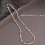 Double-layer stacking baroque collarbone chain pendant, French niche light luxury Zhuji natural fresh water