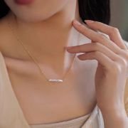 Square small silver bar pearl necklace natural baroque freshwater pearl ins design style light luxury