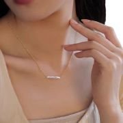 Square small silver bar pearl necklace natural baroque freshwater pearl ins design style light luxury