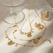 European and American cross-border INS style 18k gold stainless steel shell star set with rhinestones blue Milky Way.