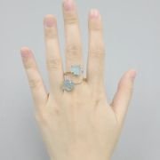 Simple style natural stone original stone pink crystal amethyst double four-claw fixed ring multi-color adjustable