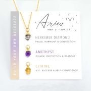 Personalized gift natural stone crystal set necklace card stainless steel birthday stone pendant twelve constellation necklace