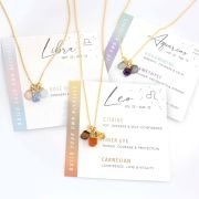 Personalized gift natural stone crystal set necklace card stainless steel birthday stone pendant twelve constellation necklace