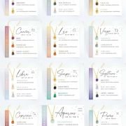 Personalized gift natural stone crystal set necklace card stainless steel birthday stone pendant twelve constellation necklace