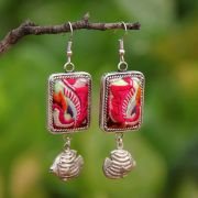 Miao ethnic style earrings clothing accessories retro old Miao silver inlaid handmade embroidery pieces old embroidery