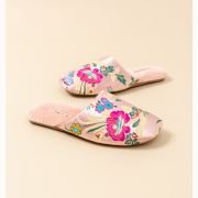 Chinese ethnic style embroidered satin cotton slippers women’s autumn and winter home indoor non-slip plush warm slippers